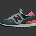 Gray And Pink Sneakers With Red Accents White Sole And Reflection Effect