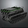Tracked Military Weapon Vehicle System With Green Missile Launchers And Multiple Launch Tubes