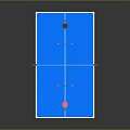 Blue Ping Pong Table Furniture With White Trim Red Legs Net Red Rackets And Balls