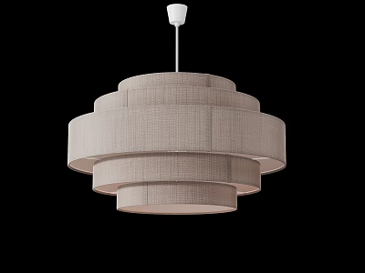 Modern Minimalist Light Colored Multi Layered Circular Chandelier with Fabric Shade Design 3d model