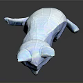 Polygonal Dark Colored Cat 3D Model with Green Eyes Red Ears and Golden Collar