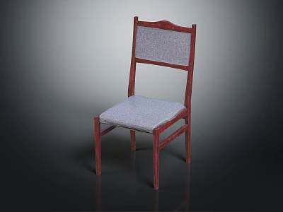 Stylish Wooden Chair With Red Frame Gray Cushion And Gray Backrest 3d model