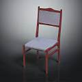 Stylish Wooden Chair With Red Frame Gray Cushion And Gray Backrest