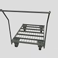 Heavy Duty Metal Hand Cart With Grid Surface And Four Rolling Wheels