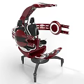 Red Mechanical Gaming Seat With Ergonomic Design And Circular Armrests
