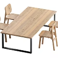 Kids Table with Wooden Top Black Metal Legs and Four Wooden Chairs Simple Design