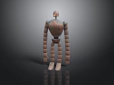 3D Robot Model With Long Segmented Limbs And Earth Tone Color On Dark Background 3d model