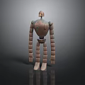 3D Robot Model With Long Segmented Limbs And Earth Tone Color On Dark Background