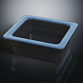 Modern Square Vegetable Washing Sink With Blue Rim And Black Smooth Body