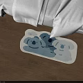 Cute Koala Pattern Shaped Rug In Light Blue And White For Living Room Wooden Floor