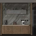 Luxury Marble Home Wine Cabinet With Glass Display Shelves And Soft Built In Lighting