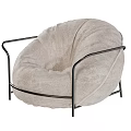 Beige Soft Fabric Bean Bag Chair With Modern Metal Frame For Comfortable Seating