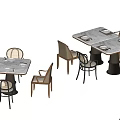 Modern Dining Table Set With Two Tables And Four Chairs Each In Light Color Design 3d model