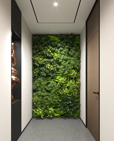 Lush Indoor Living Plant Wall With Diverse Greenery For Modern Hallway Decor 3d model