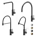 Modern Black Kitchen Faucets With Curved Handle Designs And Metal Accent Details