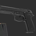 Black Semi Automatic Handgun With Magazine And Bullet On Dark Background