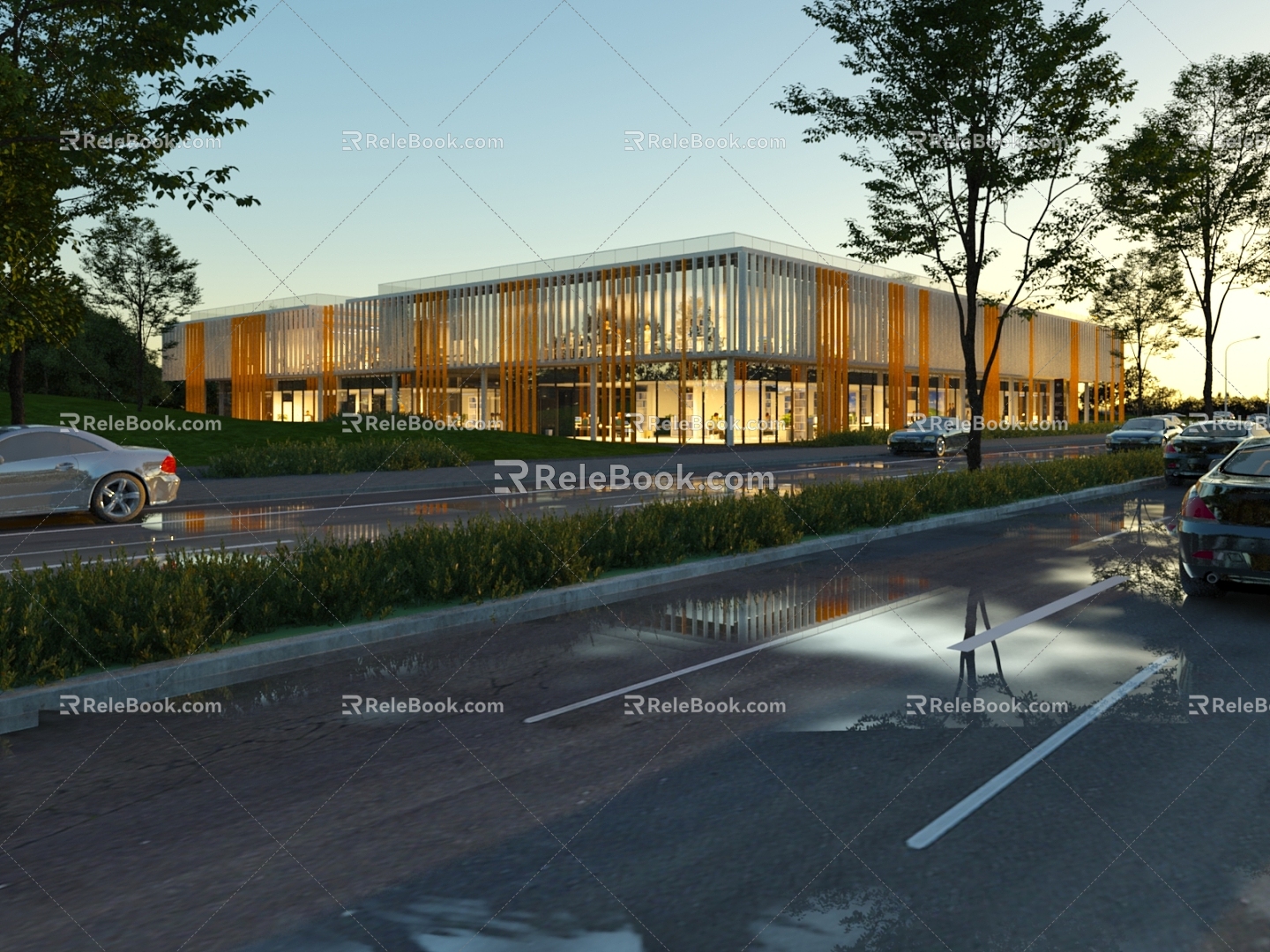 administrative service center of modern office building 3d model