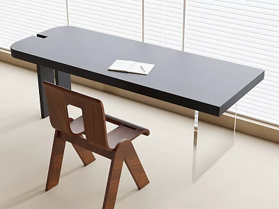 Desk and Chair Combination Desk Single Chair 3d model