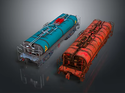 Industrial Tank Trucks Blue And Red Metal Structure For Transport 3d model