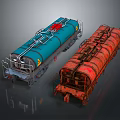 Industrial Tank Trucks Blue And Red Metal Structure For Transport