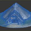 Traditional Thatched Hut with Moss Covered Roof Surrounded by Green Grass and Stone Steps