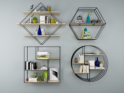 Industrial LOFT Wall Storage Rack Wall Decoration Rack 3d model