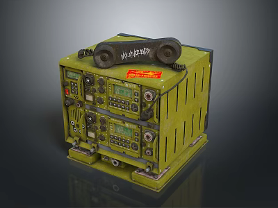 MK48 MOD7 Military Weapon Control Device With Green Casing And Interface Panels 3d model