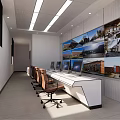 Modern Monitoring Room With Multiple Surveillance Screens And Workstation Setup