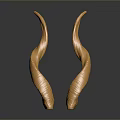 Artistic Golden Curved Textured Sculptures On Black Surface With Reflections