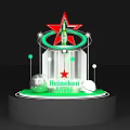 Heineken Beer Display Setup With Red Star Green Base And Transparent Stand 3d model