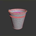 Galvanized Metal Bucket with Conical Shape and Ringed Design for Daily Use