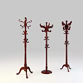 Classic Carved Wooden Coat Racks With Decorative Designs And Sturdy Bases