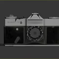 Vintage Seagull Camera 3D Rendering with Lens Knobs and Lens Cap on Dark Background 3d model