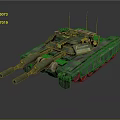 Advanced Military Tank Weapon With Dual Cannons Green Camouflage Modern Design And Green Lights