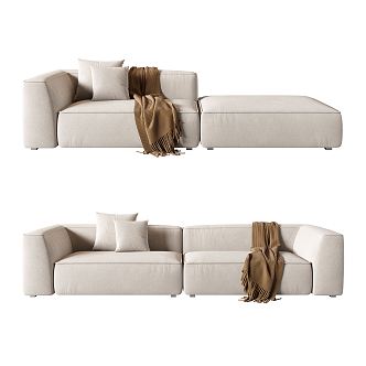 Modern double sofa multiplayer sofa 3d model