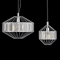 Modern Geometric Chandeliers With Wire Frame And Crystal Glass Elements Hanging