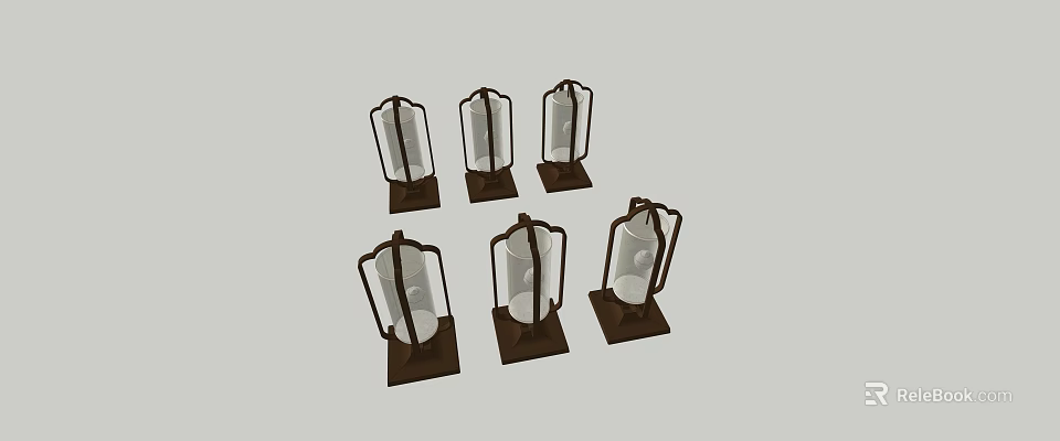 Modern Floor Lamps with Metal Frame Transparent Shade and Brown Base Design 3d model 