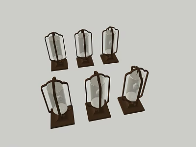 Modern Floor Lamps with Metal Frame Transparent Shade and Brown Base Design 3d model