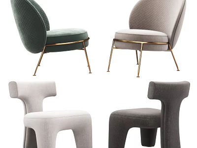 Elegant Single Seater Sofa with Green Light Grey Beige Dark Grey Options and Gold Legs 3d model