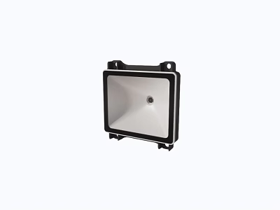 Square Audio Speaker With Black Frame Silver Grill And Mounting Bracket 3d model