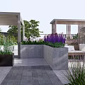 Rooftop Garden With Lush Trees Flowers Wooden Deck And Pergola