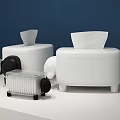 Modern White Bathroom Essentials Set With Tissue Box And Toothbrush Holder 3d model