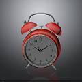 Red Alarm Clock With Double Bells Silver Stand White Dial And Black Numbers