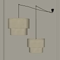 Modern Double Layer Linen Fabric Pendant Light Hanging In Interior Space 3d model