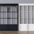 Modern Black and White Sliding Doors With Arched and Grid Glass Interior Design