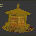 Traditional Chinese Pavilion Architecture With Red Exterior Roof Decorations Lattice Windows And Stepped Base