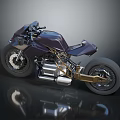 Sleek Modern Motorcycle Design With Dark Metallic Body And Gold Accent Frames