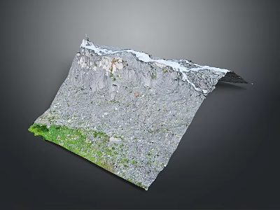 3D Mountainous Terrain Landscape Model With Rocks Snow And Green Vegetation At Base 3d model