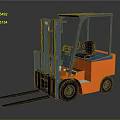 Orange And Gray Industrial Electric Forklift With Cab And Front Forks