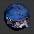 Blue Trash Bag Filled With Various Daily Household Waste Items